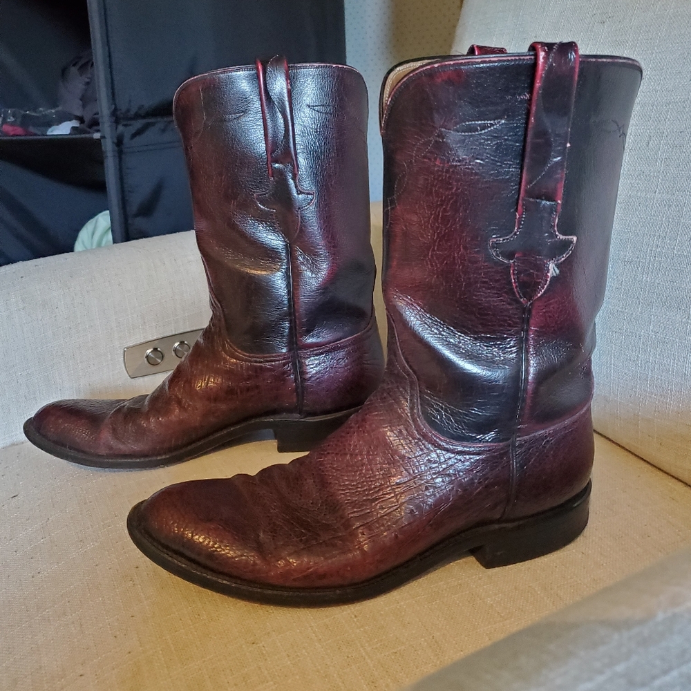 COPY - Lucchese Vintage Black Cherry Ostrich Western Roper Boots L8284 Size 9.5…